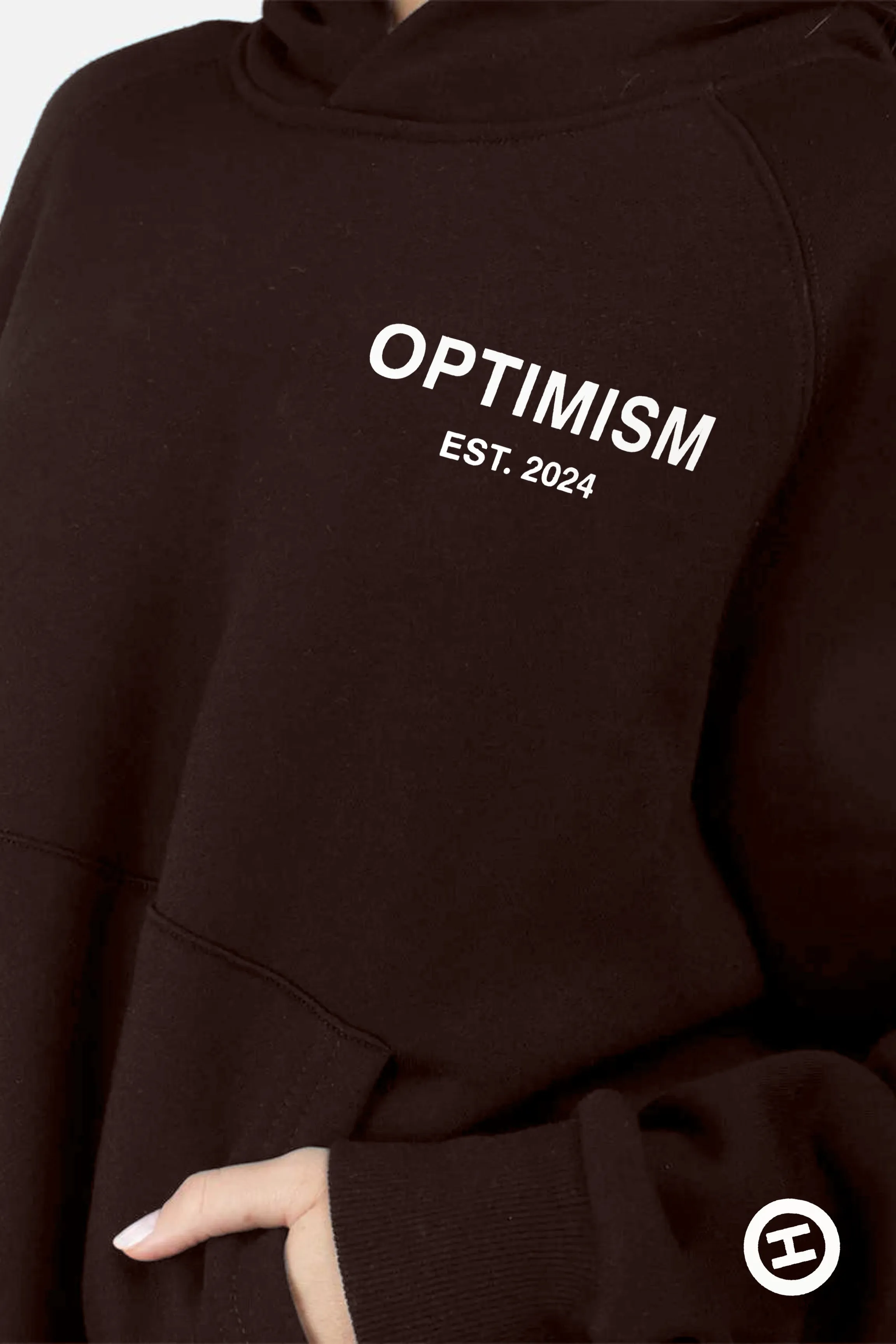 Unisex Premium Fleece- Hoodie Oversized (Brown) Optimism