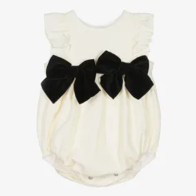 Velvet Two Bow Romper