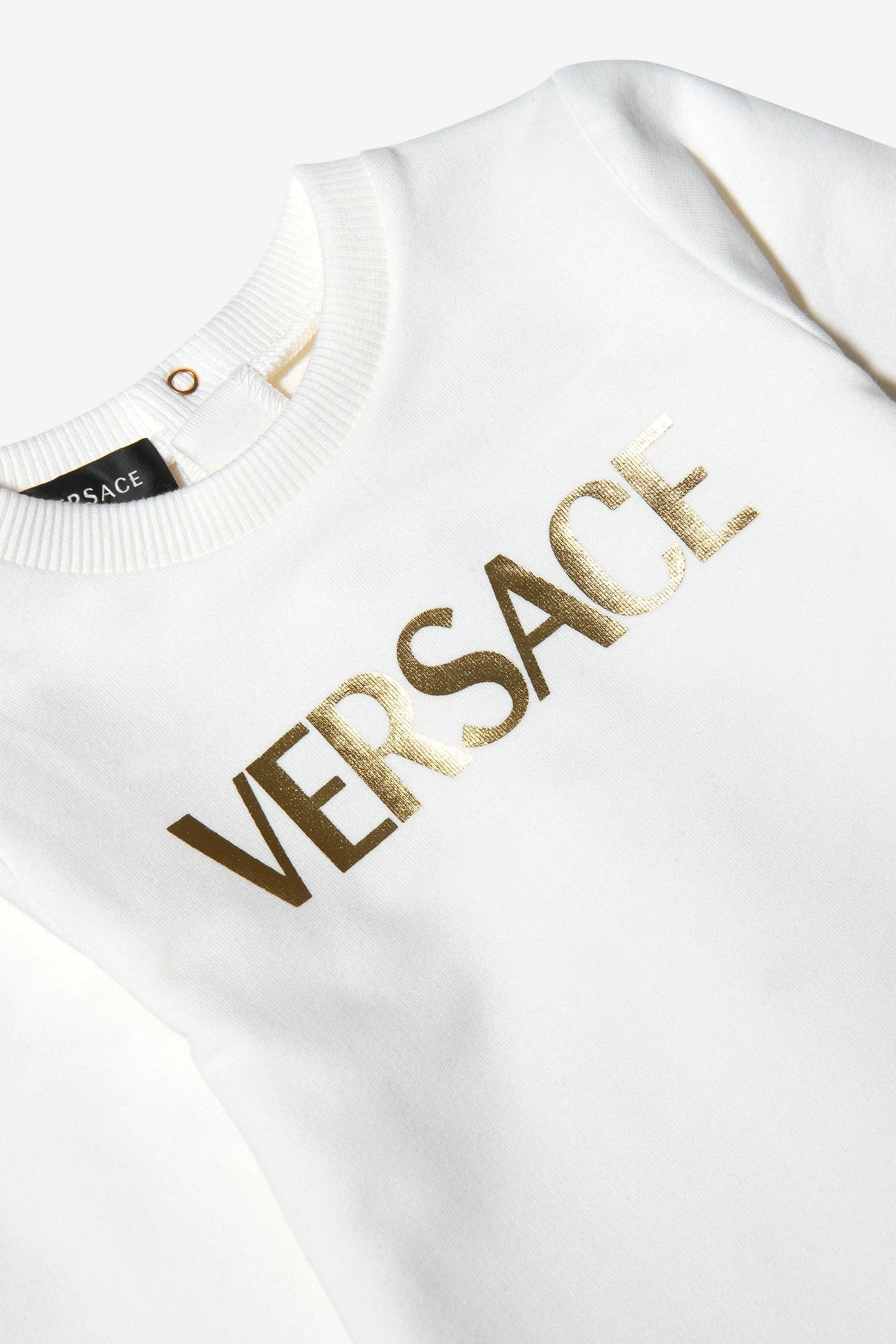 Versace Baby Unisex Cotton Barocco Print Logo Romper