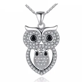 Vintage Owl with AAA Austrian Zircon Pendant Necklace