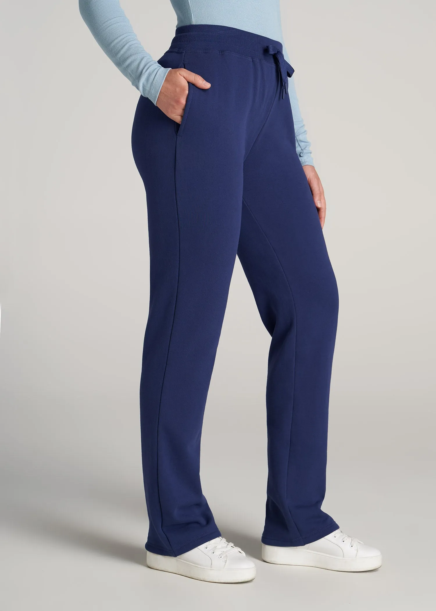 Wearever Fleece Open-Bottom Sweatpants for Tall Women in Midnight Blue