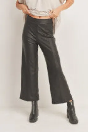 Wide Legged Long Snake Embossed Pleather Pants