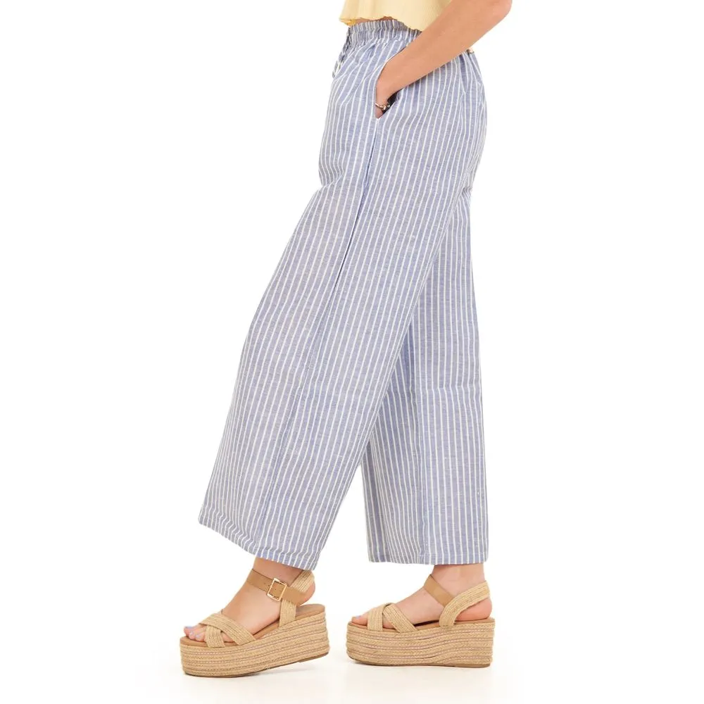 Women summer wide leg pants Petroleum stripes