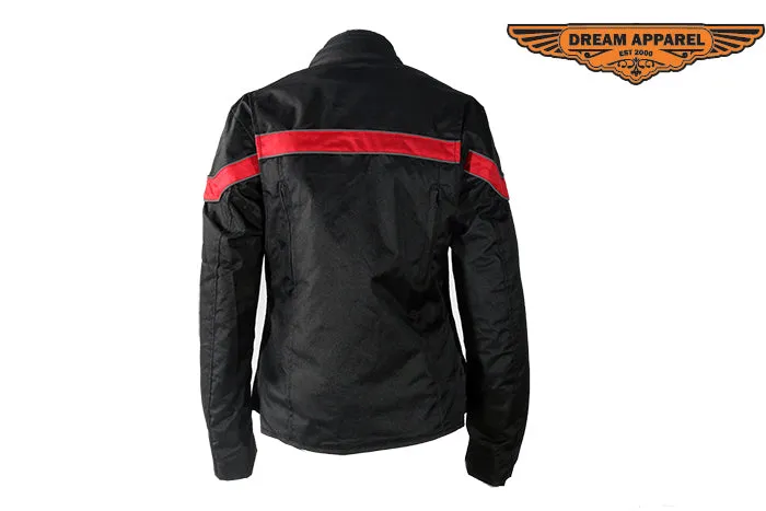 Womens Red Stripe Textile Jacket