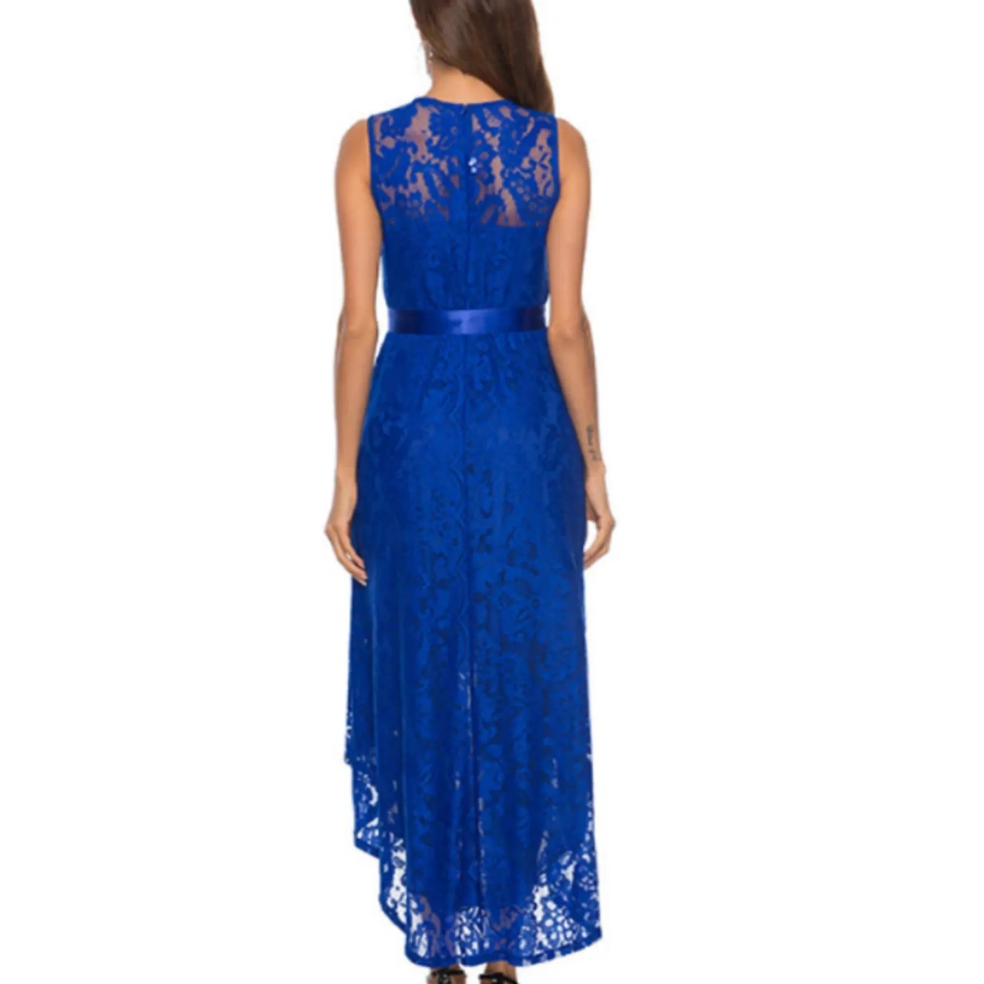 Women's Summer Casual High-Waist Lace A-Line Maxi Dress