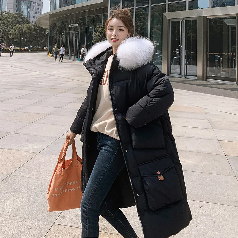 Women's Winter Cotton Hooded Long Parka With Fur