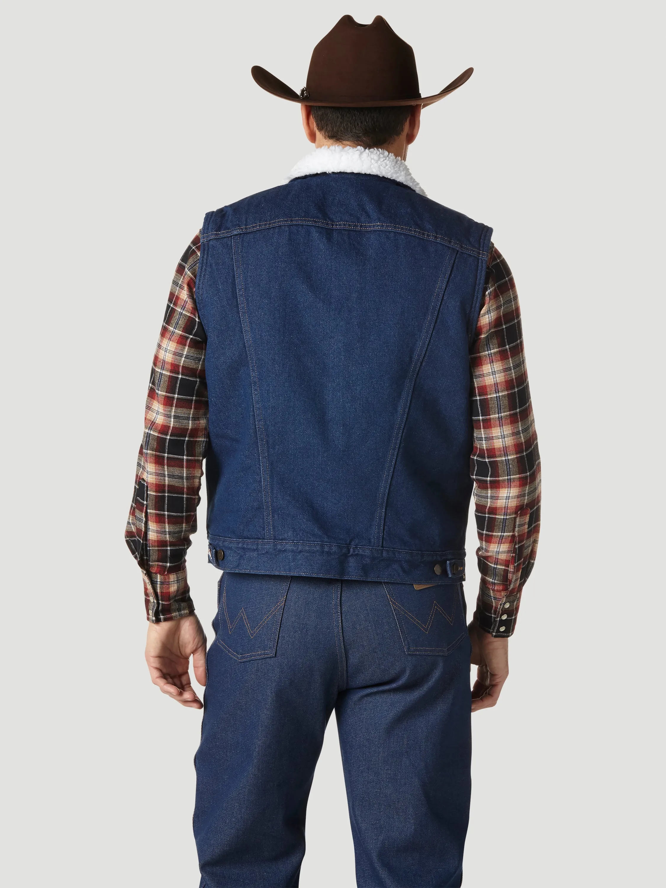 Wrangler Sherpa-lined Denim Vest (74131PW) - Indigo