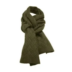 Zig Zag knitted Cashmere Scarf Daulps Army Green