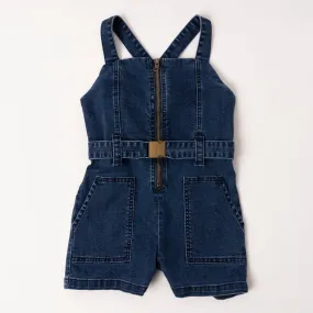 Zip Front Denim Romper